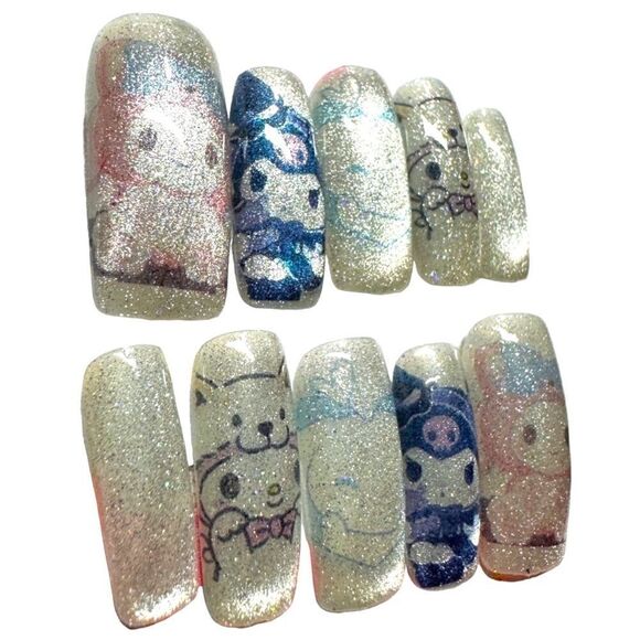 10PcsâPressâOn
Nails/silverâGlittersâprintâstatementânailsâinspiredâbyâmyâmelody - Picture 3 of 17